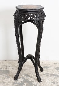 Chinese Carved Hardwood Octagonal Top Plant Stand