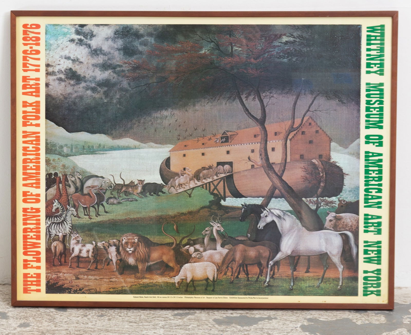 Whitney Museum of American Art Poster: The Flowering of American Folk Art 1776-1876 Featuring 'Noah's Ark' by Edward Hicks (25 3/4" h x 33 1/4" w)Yellowing