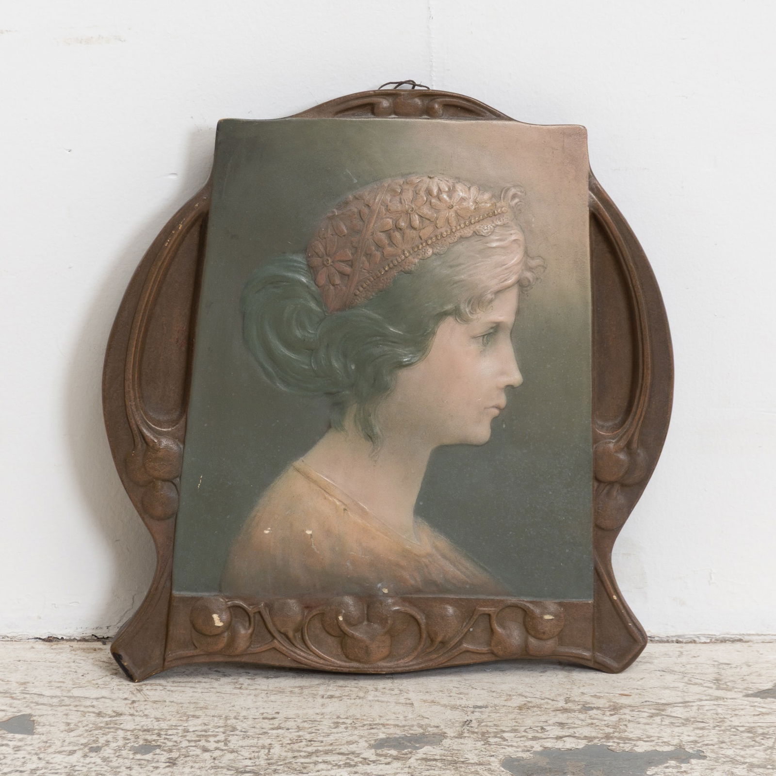After Ernst Wahliss, Earthenware Wall Plaque: Late 19th/early 20th century (17" h x 15" w)Good