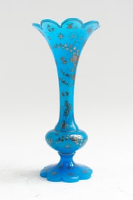 Blue Opaline Silvered Enamel Tulip Vase