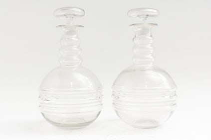 Pair of Round Glass Decanters