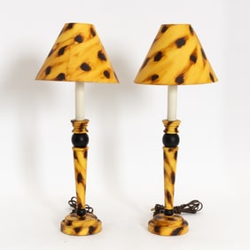 Pair of Cheetah Patterned Lamps