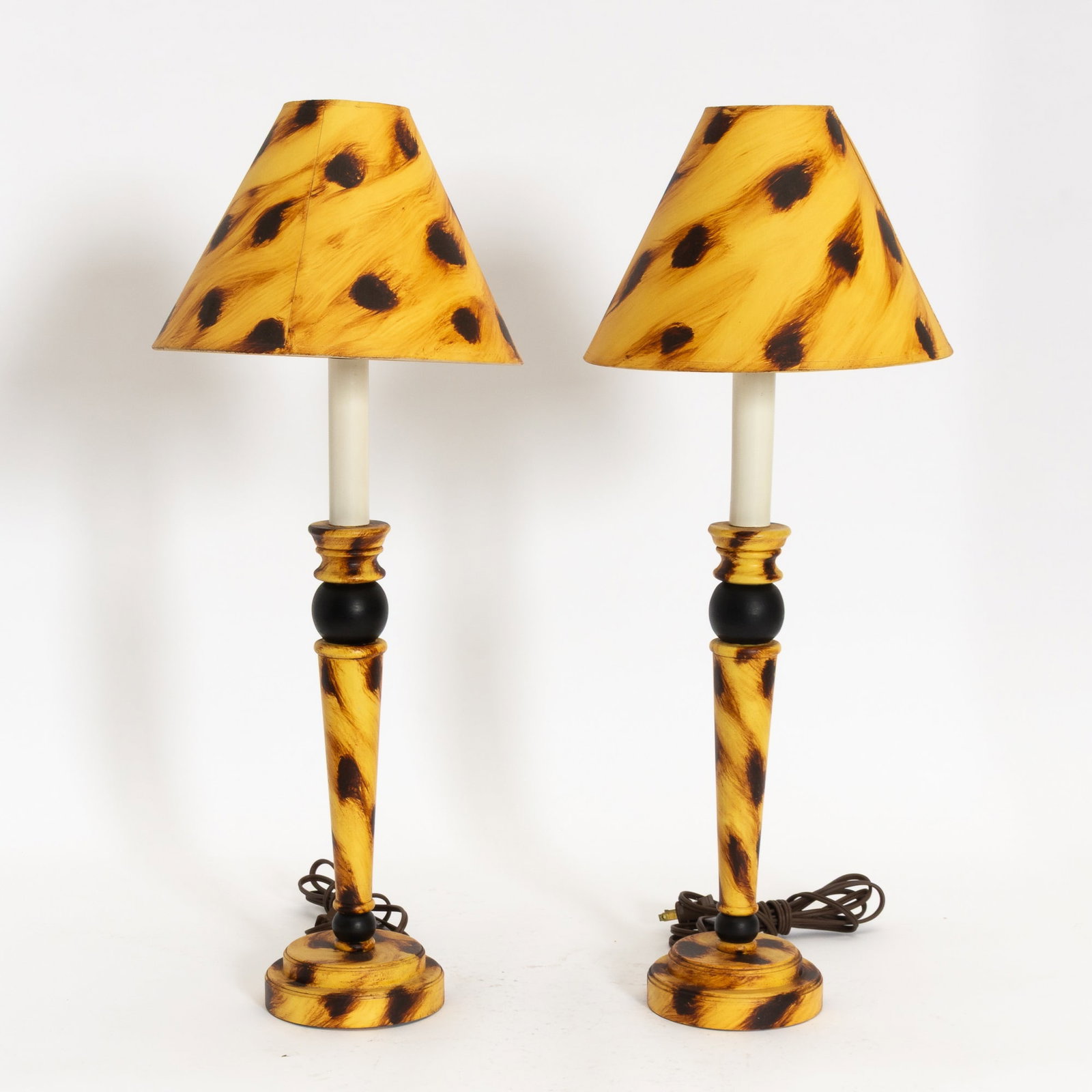 Pair of Cheetah Patterned Lamps: (23" h)
