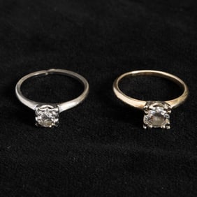 Two 18KT Antique Gold, White Gold and Diamond Rings