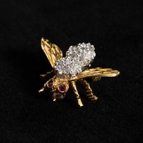 Herbert Rosenthal 14KT Two-Color Gold and Diamond Bee Pin