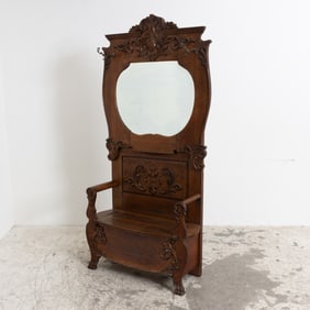 Victorian Style Carved Oak Hall Tree