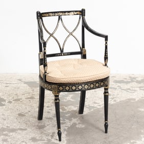 Regency Style Painted Gilt Decorated Armchair