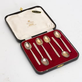 Set of Six English Silver Demitasse Spoons