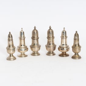 Three Pairs of Sterling Silver Salt and Pepper Shakers