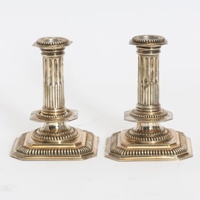 Pair of Continental Silver Candlersticks