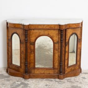 Burlwood Marble Top Cabinet