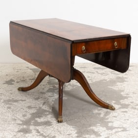 Mahogany Pedestal Drop Leaf Table