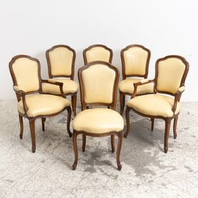 Set of Six Louis XV Style Stained Wood Dining Chairs