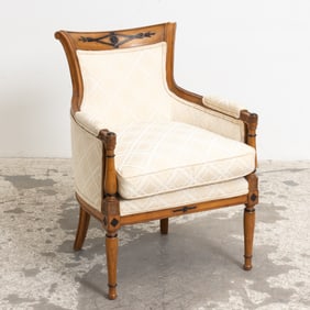 Neoclassical Style Mahogany Upholstered Armchair