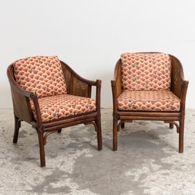 Pair of McGuire Caned Bamboo Armchairs