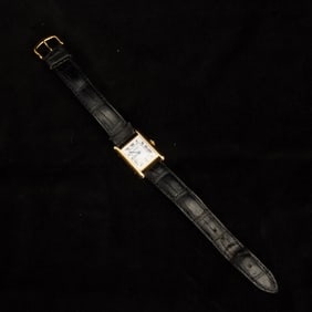 Cartier 18KT Leather Band Ladies Wrist Watch