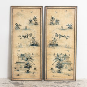 Pair of Chinoiserie Style Painted Panels