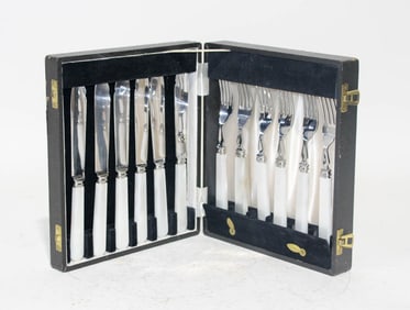 Acrylic Pearl Handled Fork and Fish Knife Set