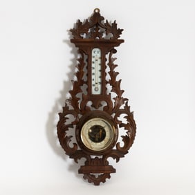 Victorian Style Carved Mahogany Barometer