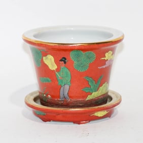Japanese Porcelain Planter and Base