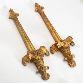 Pair of Carved Gilt Wall Mounted Candleholders