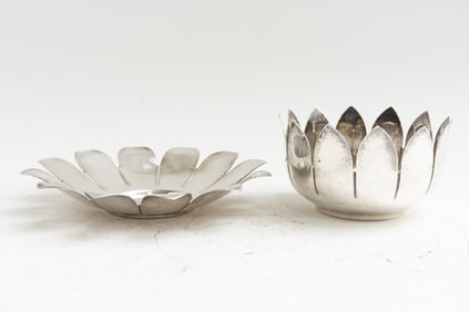Silverplate Lotus Form Candle-Holder