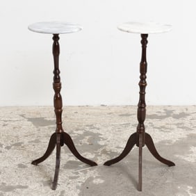 Pair of Victorian Mahogany Marble Top Plant Stand
