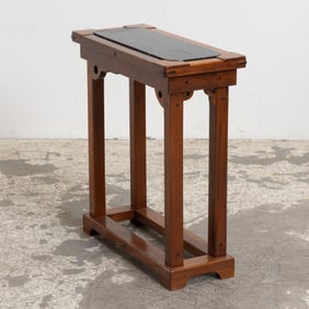 Asian Style Mahogany Marble Insert Side Table