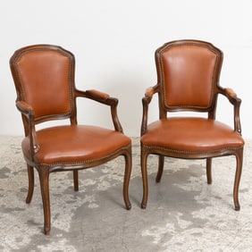 Pair of Louis XV Style Beechwood Fauteuils