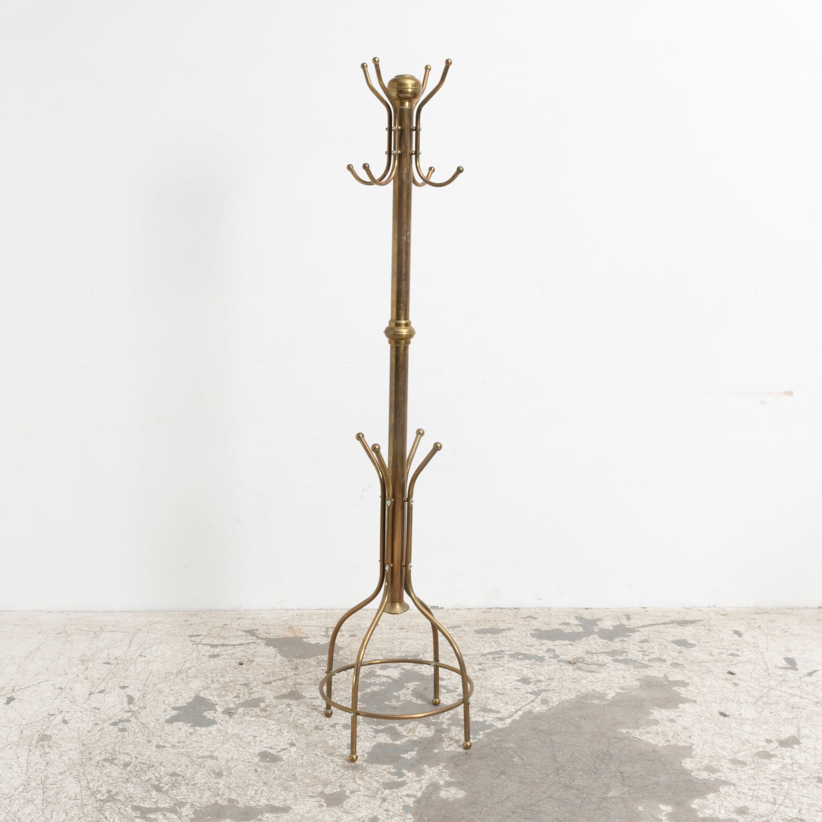 Brass Coat Rack: (71 1/2" h x 16" dia)