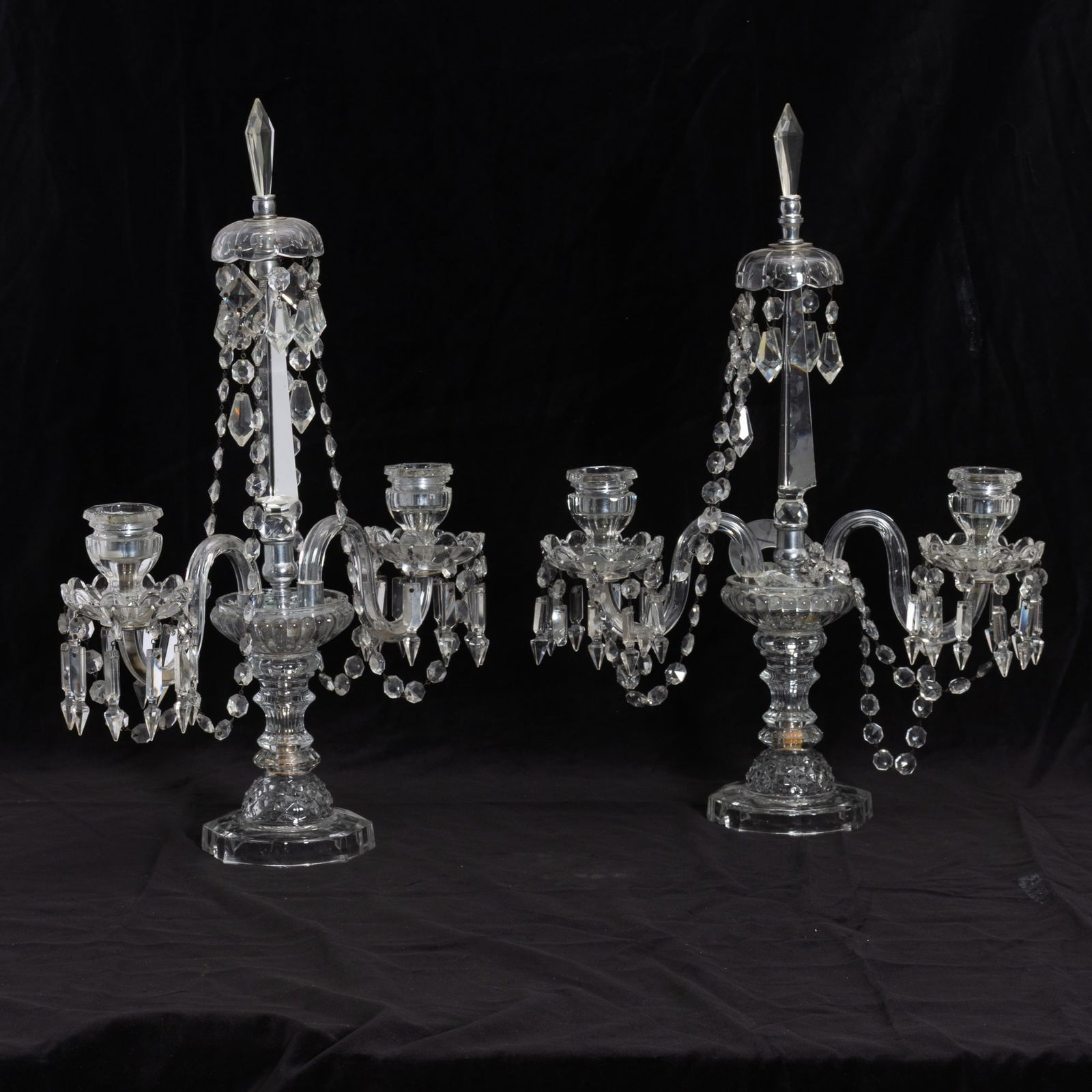 Pair of Drop Crystal Two-Light Girandoles (1 of 8)