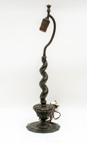 Patinated Metal Spiral Stem Lamp