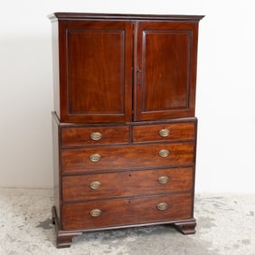 English Mahogany Linen Press