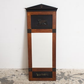 Empire Style Part Ebonized Walnut Wall Mirror