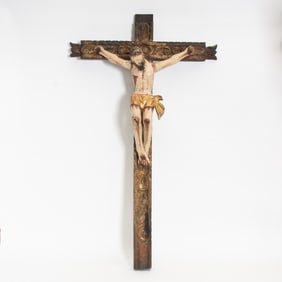 Colonial Painted and Parcel-Gilt Figure of Christ
