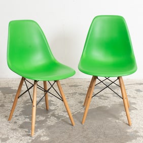 Pair of Green Mid-Century Modern Style Side Chairs