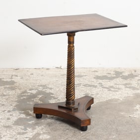 Regency Style Mahogany Inlaid Pedestal Side table