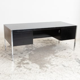 Richard Schultz for Knoll Ebonized Wood and Chrome Desk