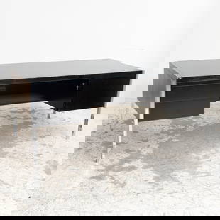 Richard Schultz for Knoll Ebonized Wood and Chrome Desk: Circa 1970s (32" h x 72" w x 29" d) Scratches and dings