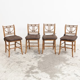 Set of Four Faux Bamboo Paint Decorated Side Chairs