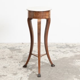 Continental Walnut and Marble Top Pedestal