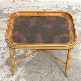 Paint Decorated Faux Bamboo Tray Top Table