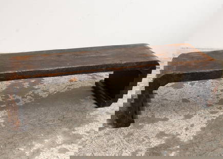 Chinese Wood Bench: . (15 5/8" h x 62" w x 17 3/8" d) Scratches, cracks