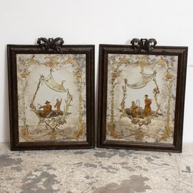 Pair of Chinoiserie Painted Mirrors