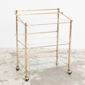 Faux Bamboo Brass Bar Cart