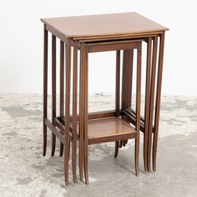 Set of Four Mahogany Nesting Tables with Fruitwood Inlay