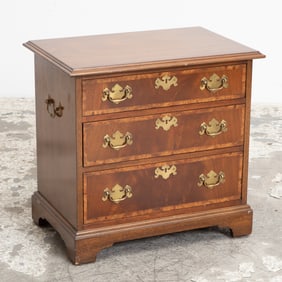 Mahogany Burlwood Trim Bedside Chest