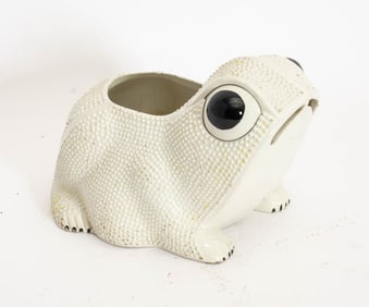 Italian Glazed Ceramic Hobnail Frog Planter
