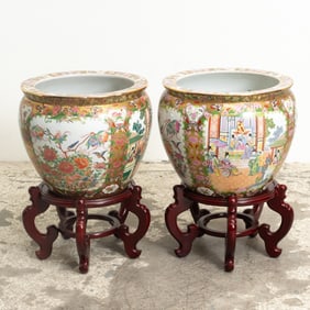 Pair of Chinese Porcelain Fish Bowls
