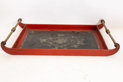 Panted Metal Tray with Mother of Pearl Inlay